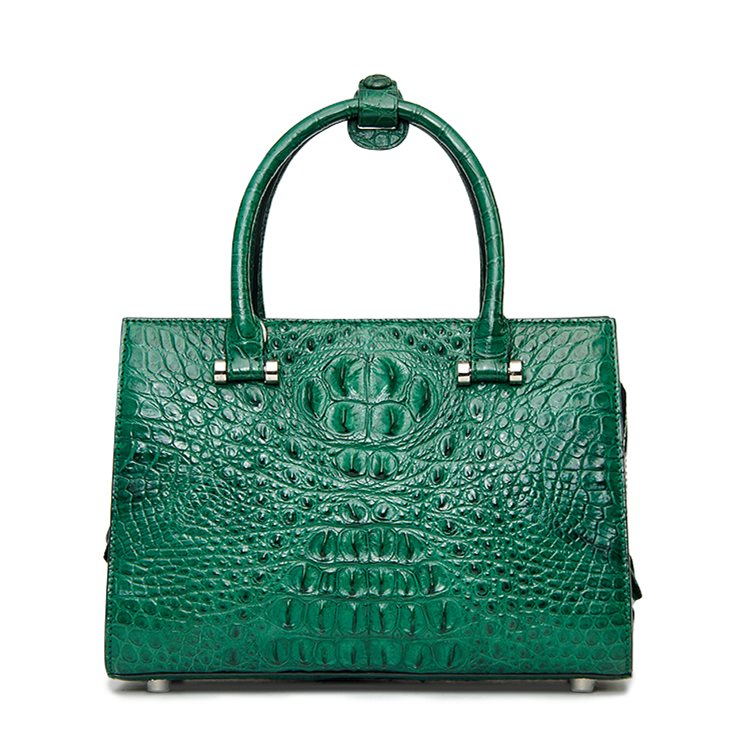 Green Croc Embossed Genuine Leather Handbags Satchel Bags for Work