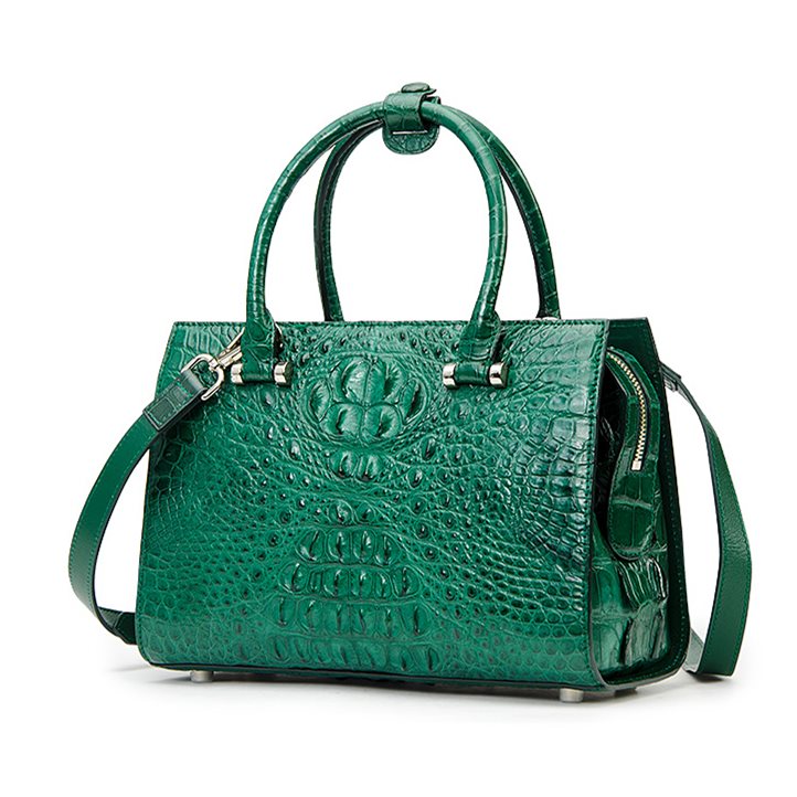 SINNOL Women's Genuine Crocodile Leather Top Handle Bag Green S01114, Accessorising - Brand Name / Designer Handbags For Carry & Wear Share If  You Care!