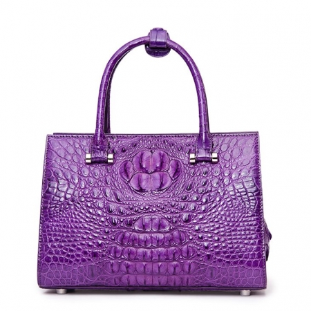 Womens Crocodile Leather Handbags Shoulder Bags Top Handle Tote Satchel for Ladies-Purple