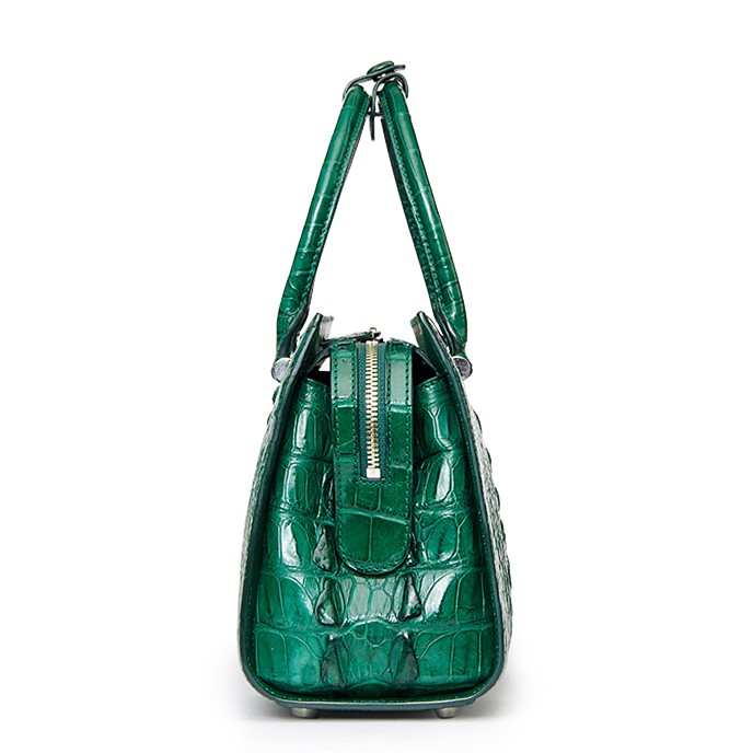 Women GREEN Dual Handle Croco Crocodile PURSE BAG BAGS