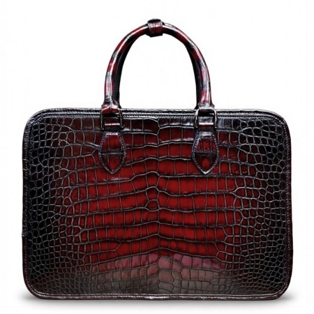 Alligator Business Bag Designer Alligator Briefcase for Men - Burgundy