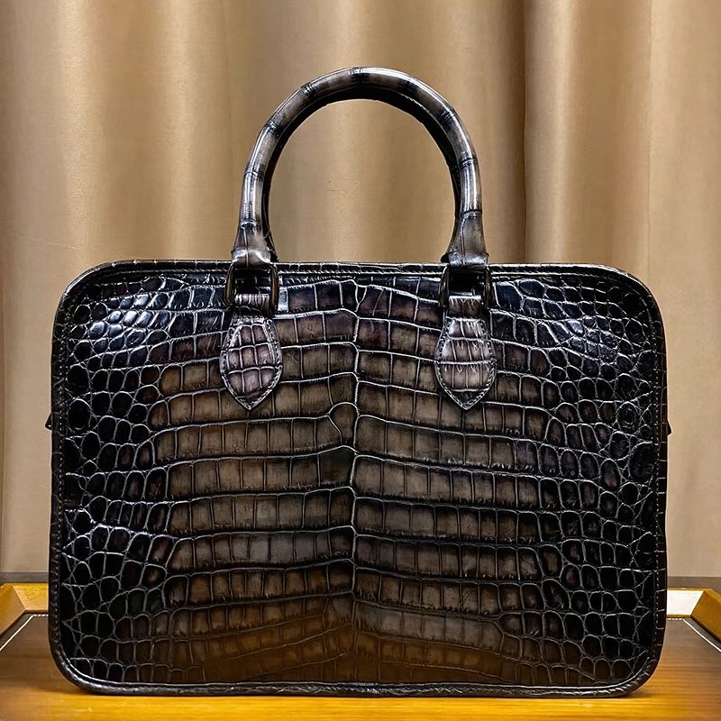 Alligator Business Bag Designer Alligator Briefcase for Men - Gray