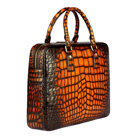 Alligator Business Bag Designer Alligator Briefcase for Men-Side