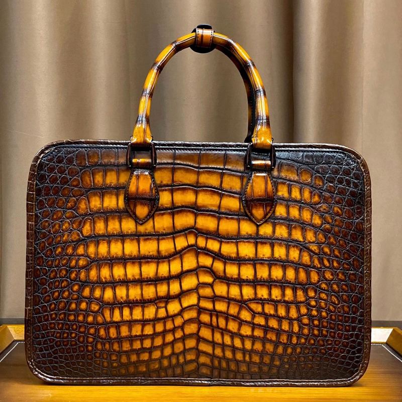 Alligator Business Bags Designer Alligator Briefcases for Men - Brown