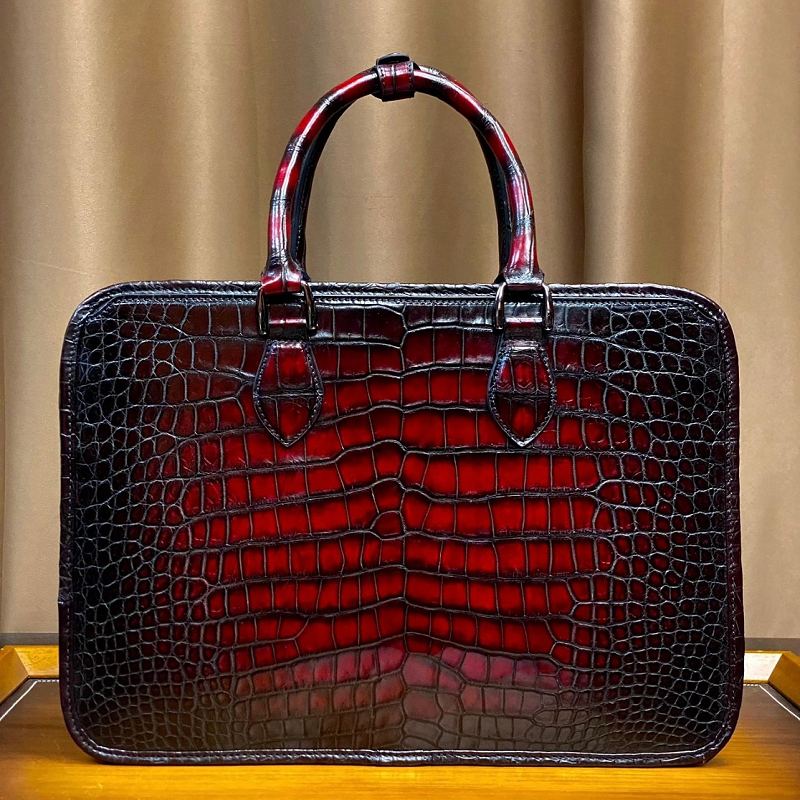 Alligator Business Bags Designer Alligator Briefcases for Men - Burgundy