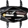Classic Alligator Leather Barrel Handbag Top-Handle Bag Purse for Women-Inside