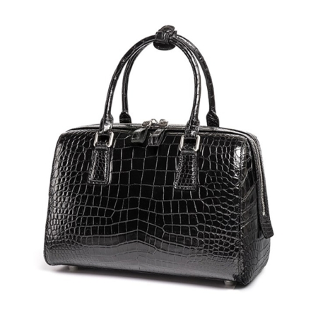 Classic Alligator Leather Barrel Handbag Top-Handle Bag Purse for Women-Micro-Side