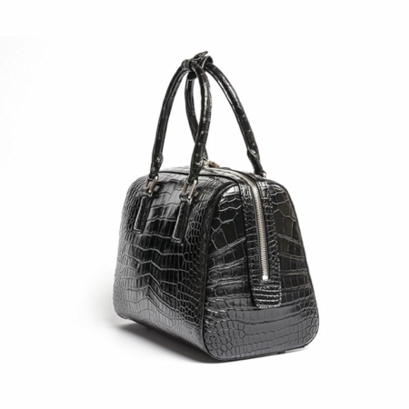 Classic Alligator Leather Barrel Handbag Top-Handle Bag Purse for Women-Side