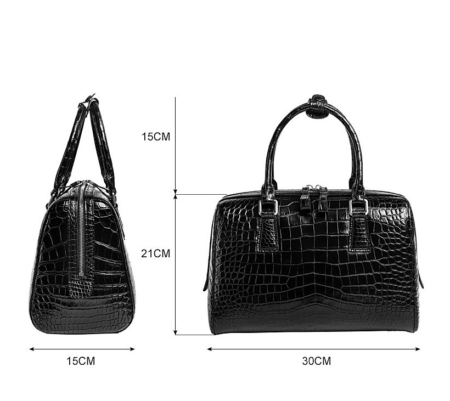 Classic Alligator Leather Barrel Handbag Top-Handle Bag Purse for Women-Size