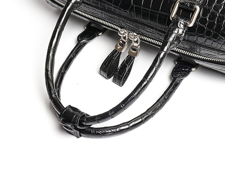 Classic Alligator Leather Barrel Handbag Top-Handle Bag Purse for Women