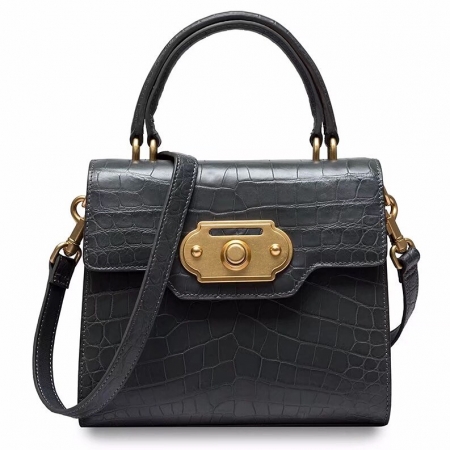 Designer Alligator Handbag Ladies Alligator Shoulder Purse Bag-Gray