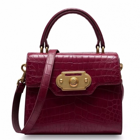 Designer Alligator Handbag Ladies Alligator Shoulder Purse Bag-Purple
