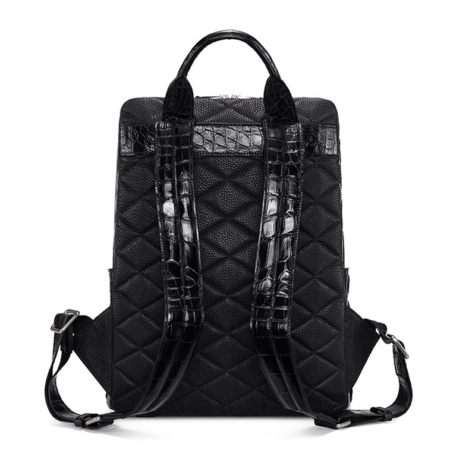 Genuine Alligator Leather Backpack Business Travel Daypack for Men-Back