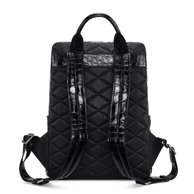 Genuine Alligator Leather Backpack Business Travel Daypack for Men