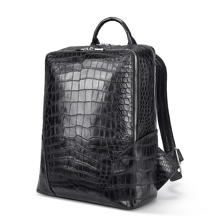 Authentic Real Crocodile Scales Skin Men's Casual Black Backpack Genuine  Exotic Alligator Leather Male To-handle Bag Back Pack