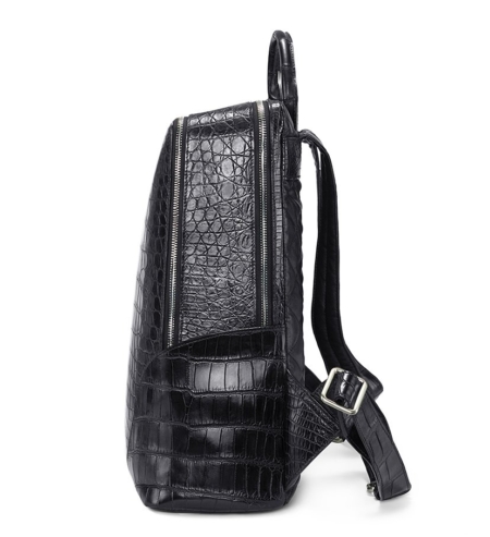 Genuine Alligator Leather Backpack Business Travel Daypack for Men-Side