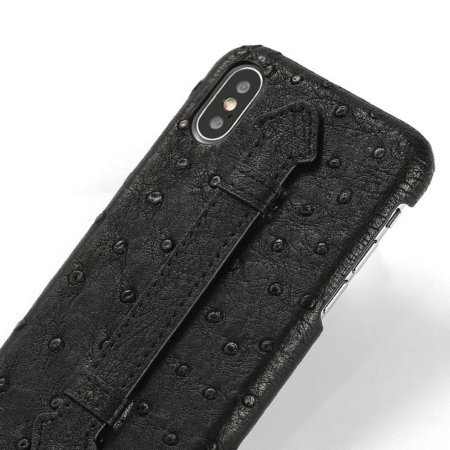 iPhone XS Max, XS Ostrich Skin Case, Ostrich Skin Cases for iPhone XS Max, XS-Black-Details