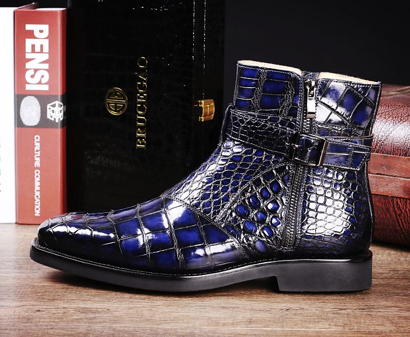 Double side Blue/BLACK Genuine Crocodile Leather Skin Men's