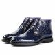 Men's Alligator Leather Lace Up Chukka Boots-Blue