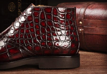 Men's Alligator Leather Lace Up Chukka Boots-Heel-1