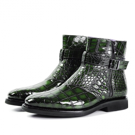 Men’s Handcrafted Genuine Alligator Leather Boots-Green