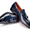 Alligator Leather Tassel Slip-On Loafers Penny Loafers-Blue-1