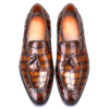 Alligator Leather Tassel Slip-On Penny Loafers-Brown