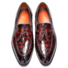 Alligator Leather Tassel Slip-On Penny Loafers-Burgundy