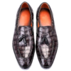Alligator Leather Tassel Slip-On Penny Loafers-Gray