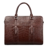 Genuine Alligator Leather Laptop Bag Briefcase Shoulder Bag-Brown