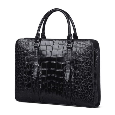 Genuine Alligator Leather Laptop Bag Briefcase Shoulder Bag-Side