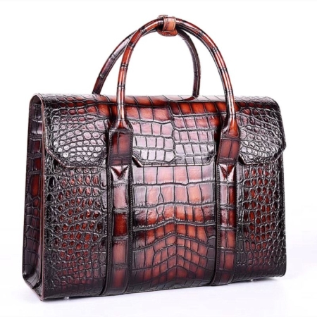 Mens Alligator Leather Briefcase Messenger Bag Business Bag-Micro Side