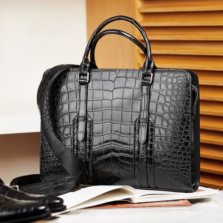 Men's Sturdy Genuine Alligator Leather Laptop Bag Briefcase Shoulder Bag