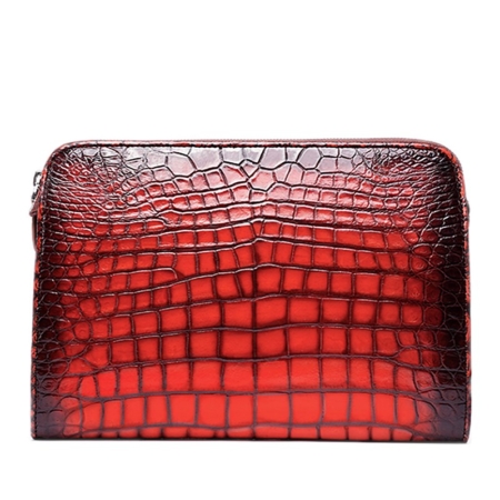 Alligator Portfolio Briefcase Large Capacity Clutch Bag with Hand Strap