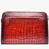 Alligator Portfolio Briefcase Large Capacity Clutch Bag with Hand Strap-Back