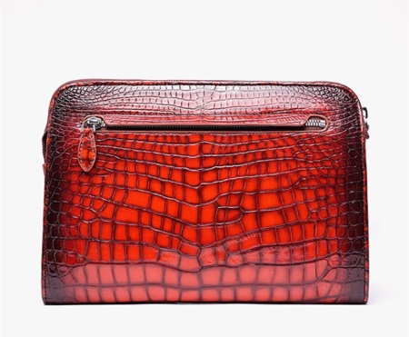 Alligator Portfolio Briefcase Large Capacity Clutch Bag with Hand Strap-Back