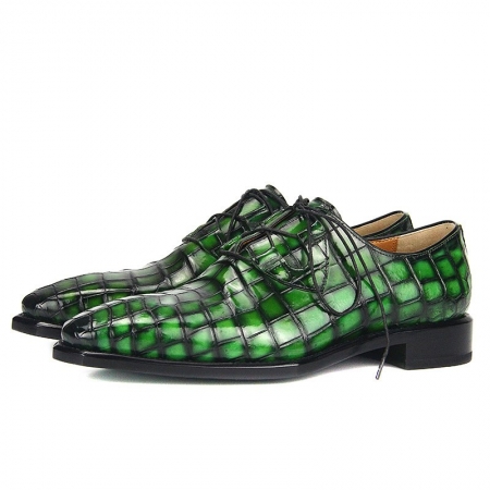 Handmade Alligator Leather Modern Classic Lace up Leather Lined Dress Shoes-Green