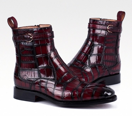 Alligator Leather Boots With Zipper for Men