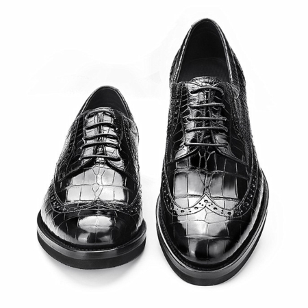 Alligator Leather Dress Shoes Lace up Wingtip Brogue Shoes for Men