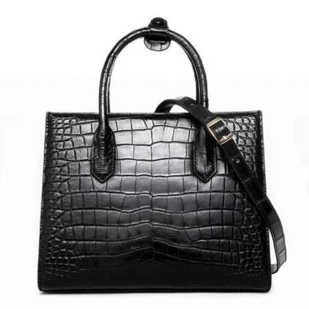 Alligator Zipper Closure Tote Bag Alligator Shoulder Bag-Back