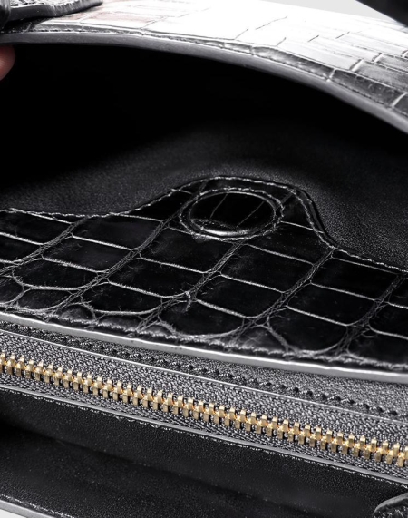 Alligator Zipper Closure Tote Bag Shoulder Bag-Details