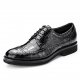 Classic Alligator Leather Dress Shoes Lace up Wingtip Brogue Shoes