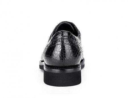 Classic Alligator Leather Dress Shoes Lace up Wingtip Brogue Shoes-Heel