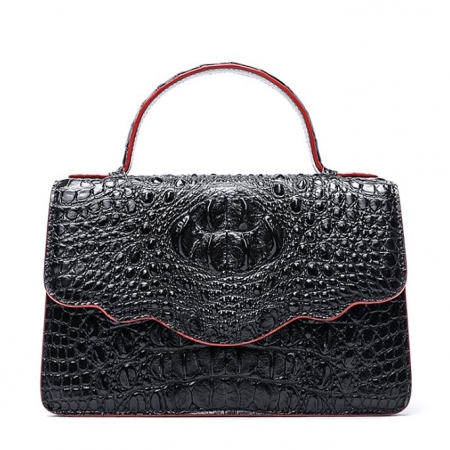 Crocodile Leather Handbag Shoulder Purse Bag-Black