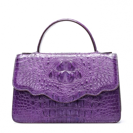 Crocodile Leather Handbag Shoulder Purse Bag-Purple