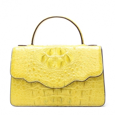 Crocodile Leather Handbag Shoulder Purse Bag-Yellow