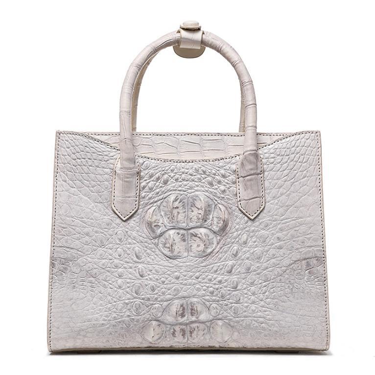 Women's Elegant Tote Bag, Crocodile Embossed Shoulder Bag, Solid