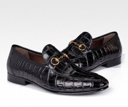 Handmade Alligator Bit Slip-on Loafer-Black