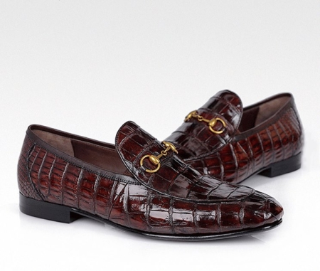 Handmade Alligator Bit Slip-on Loafer-Burgundy-1