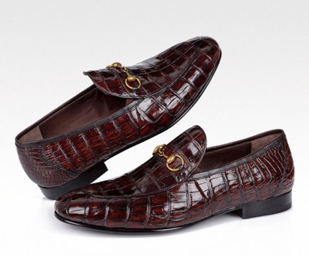 Handmade Alligator Bit Slip-on Loafer-Burgundy